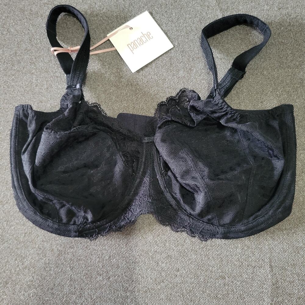 Panache Bra 34J Black Lace Envy Full Cup 7285